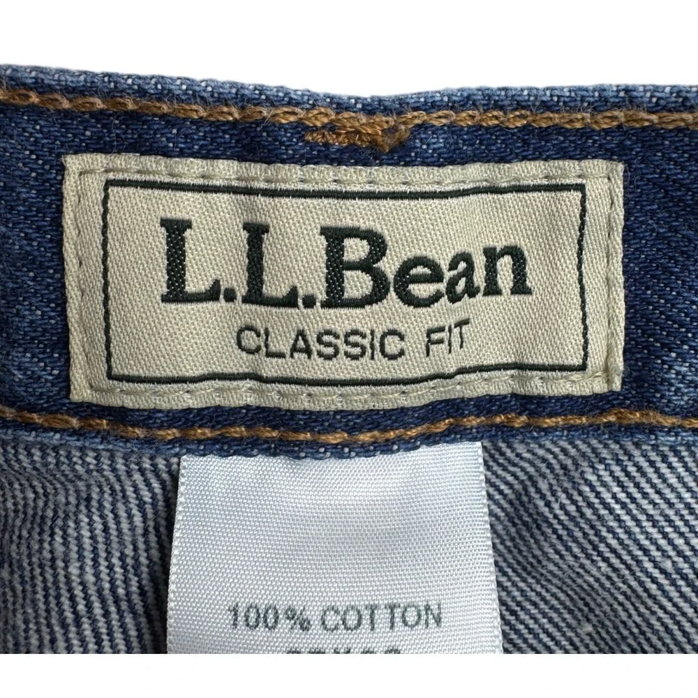 LL Bean Jeans 37x28‎ Mens Classic Fit Blue Denim Straight Leg 100%Cotton